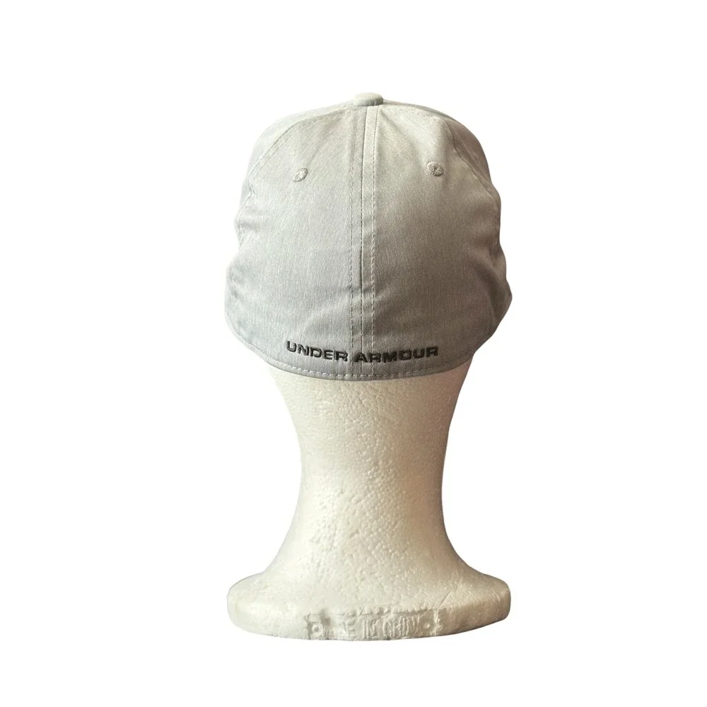 Under Armour Youth S/M Fitted Baseball Cap Gray Black Logo‎ Hat